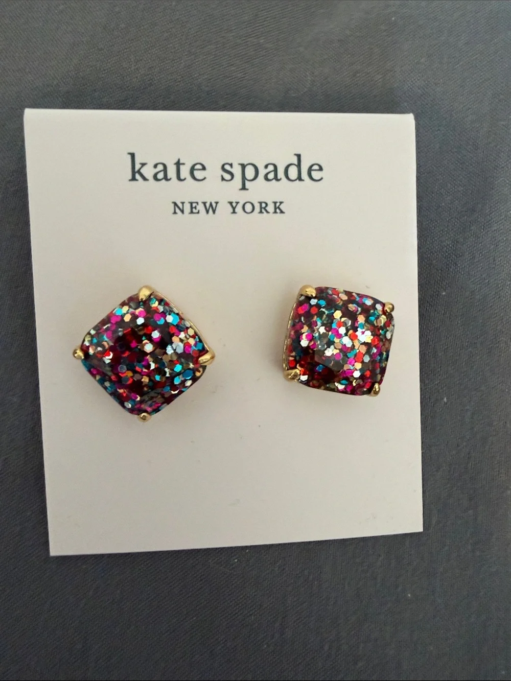 kate spade New York Multicolor Glitter Square Stud Earrings